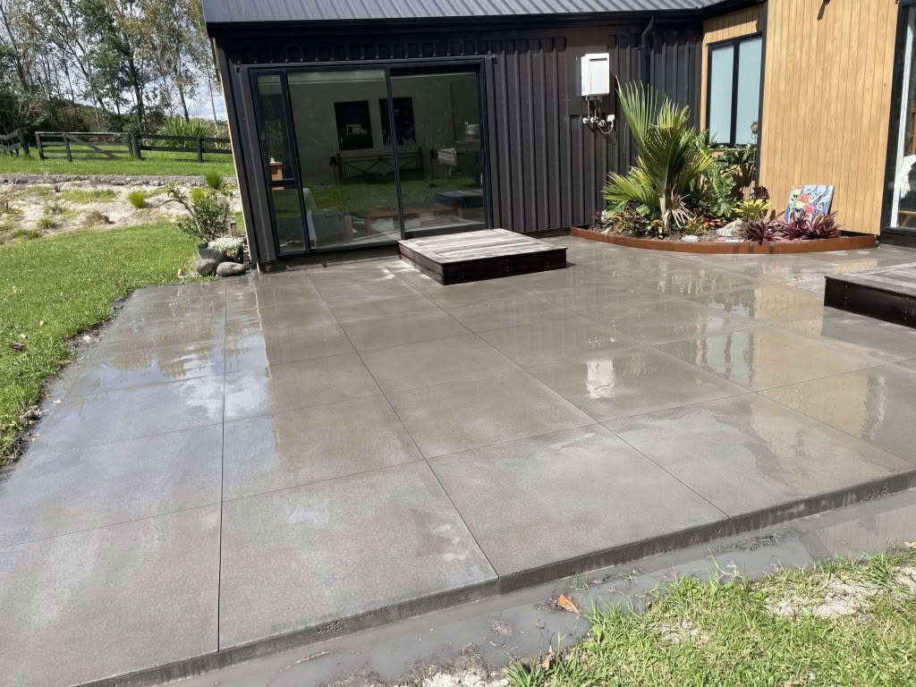 decorative outdoor coloured concrete courtyard